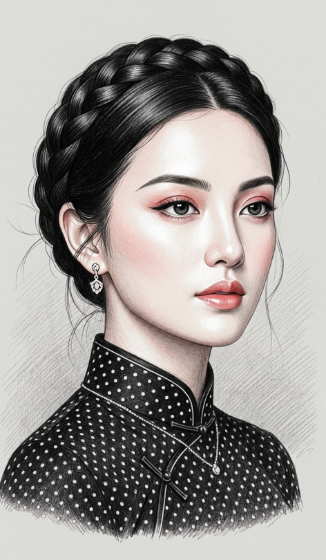 A beautiful and elegant woman with a vintage timeless beauty