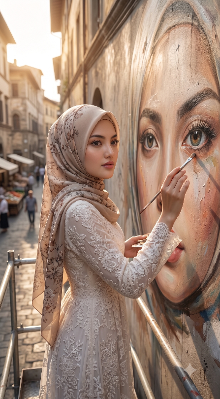 breathtaking ultra-realistic portrait of a graceful Muslim woman