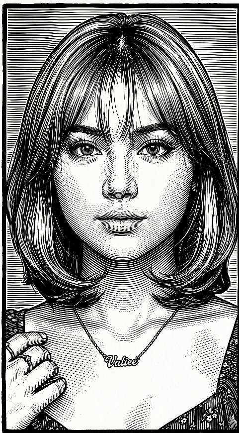 Convert my photo into a sharp black and white woodcut illustration