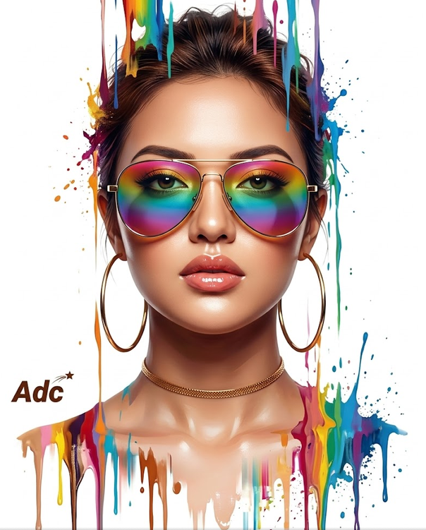 An ultra-detailed, high-contrast digital editorial portrait featuring a frontal view of a confident person [REFERENCE FACE] with flawless, smooth retouched skin and voluminous glossy lips