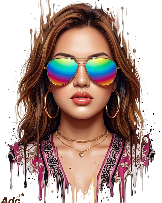 An ultra-detailed, high-contrast digital editorial portrait featuring a frontal view of a confident person [REFERENCE FACE] with flawless, smooth retouched skin and voluminous glossy lips
