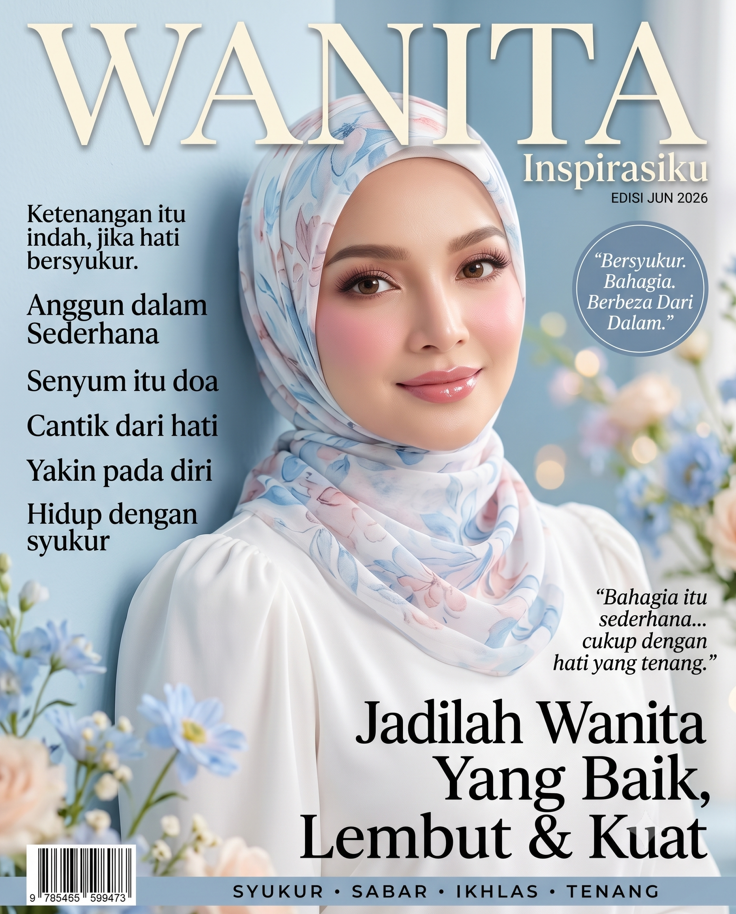 Ultra-realistic luxury magazine cover, feminine editorial fashion photography, soft romantic aesthetic, premium women lifestyle magazine design