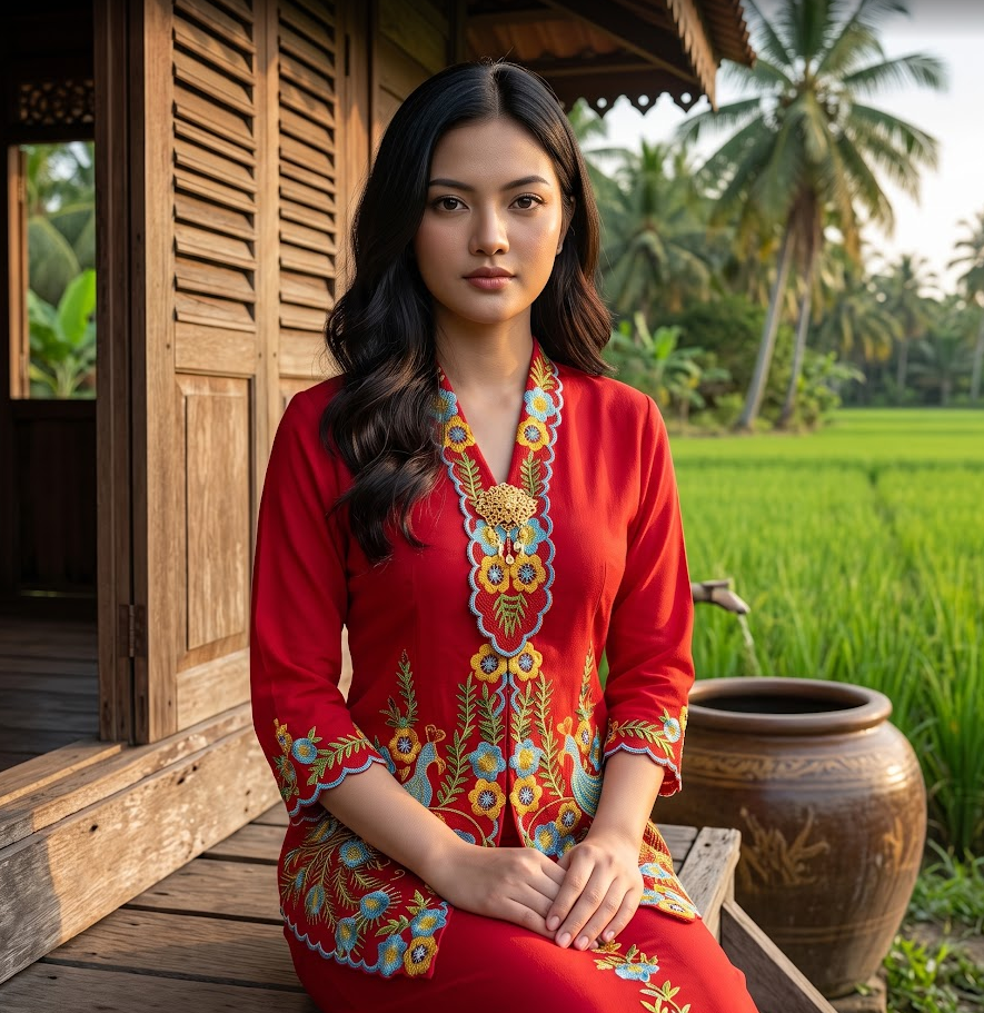 A hyper-realistic, ultra-high-resolution photograph capturing an adult Malay woman in her mid-20s, with features consistent with the subject: dark, wavy hair with a central part, subtle earring dangles, and a simple silver necklace.