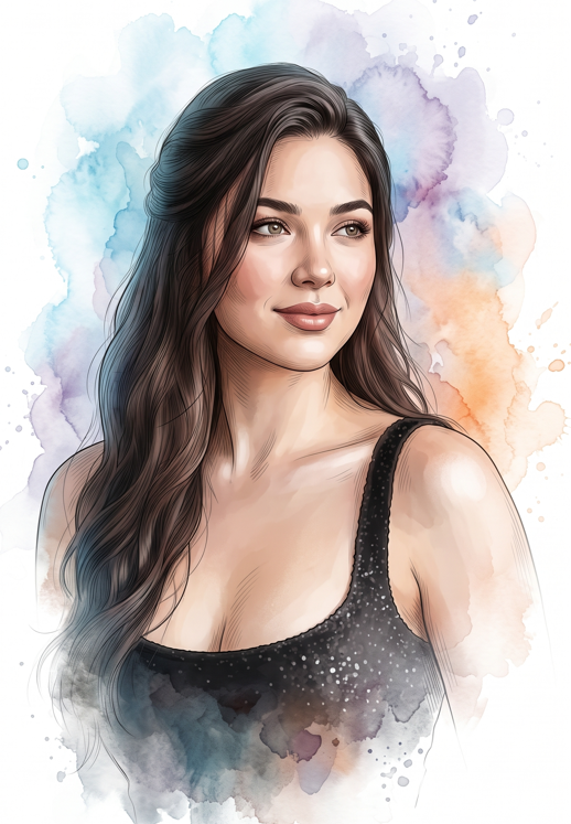 Gemini: “Ultra-detailed semi-realistic digital portrait style combining refined painterly realism with elegant engraved line-art textures