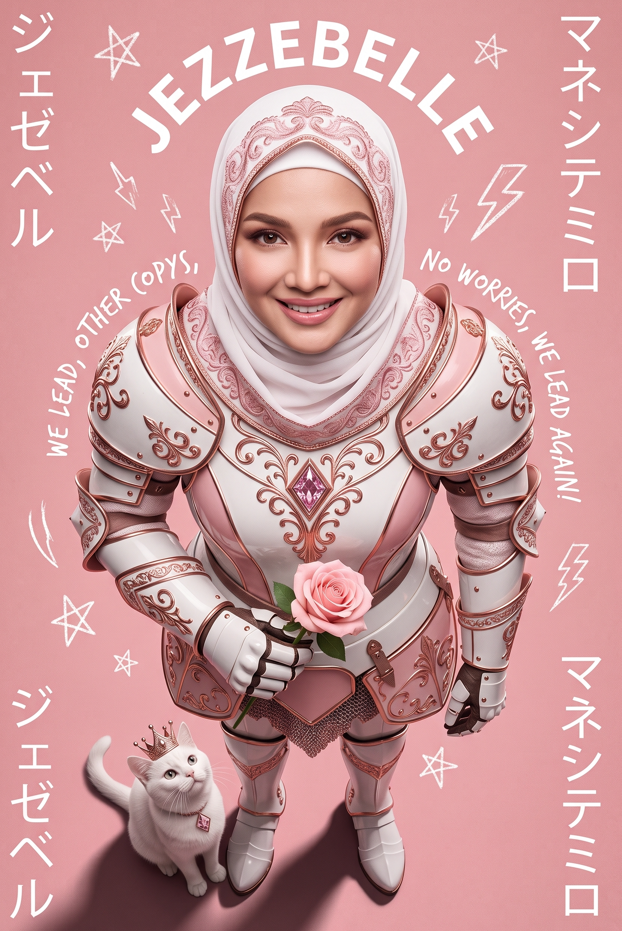 A 1:1 exact recreation of a mixed-media editorial poster using the uploaded female image as the face reference