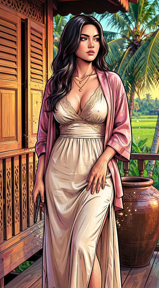 Bold comic illustration style, semi-realistic caricature, clean thick black outline, sharp facial shading, detailed skin texture, dramatic highlights and shadows, glossy lighting on face