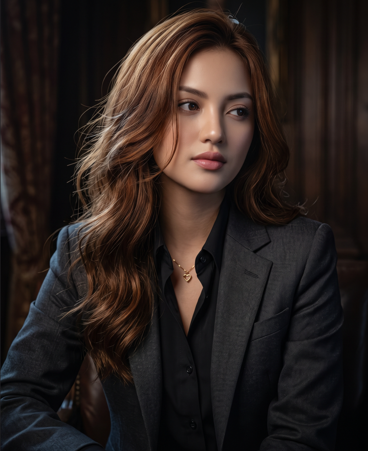 Edit the uploaded photo into a premium executive studio portrait. Preserve the person's exact facial identity, facial proportions, skin tone, age, hairstyle, and distinctive features