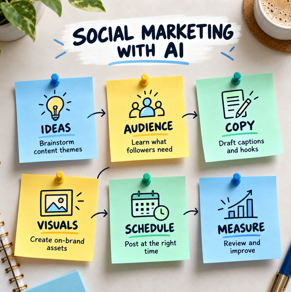 /sticky-notes social marketing with ai